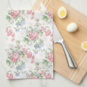 Rosa Rose und blau blühender Chintz Geschirrtuch (Viertel Falte)