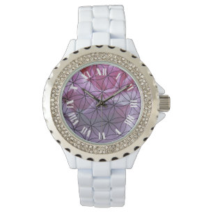 Rosa Rose und die Blume des Lebenmusters Armbanduhr