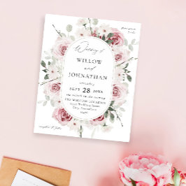 Rosa Rose und Eukalyptus Floral Wedding Flyer