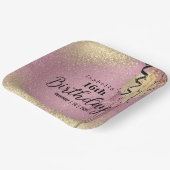 Rosa Rose und Gold Glitzer Geburtstag Pappteller (Gewinkelt)