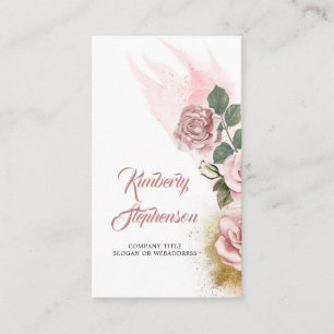Rosa Rose und Gold Glitzer Vintag Elegant Visitenkarte