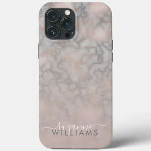 Rosa Rose und graue Marmorplatte Elegante Case-Mate iPhone Hülle