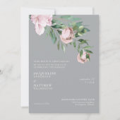 Rosa Rose und Graue Rose zusammen mit Hochzeit Einladung (Vorderseite)
