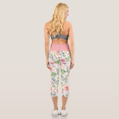Rosa Rose und Grüne Blätter Capri Legging (Rückseite)