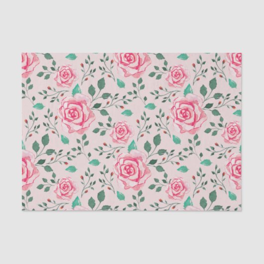 Rosa Rose und Grünflächen | Rosa Seidenpapier (Vorderseite)