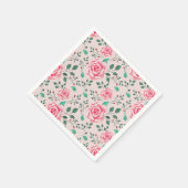Rosa Rose und Grünflächen | Rosa Serviette (Ecke)