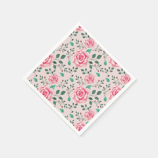 Rosa Rose und Grünflächen | Rosa Serviette (Ecke)