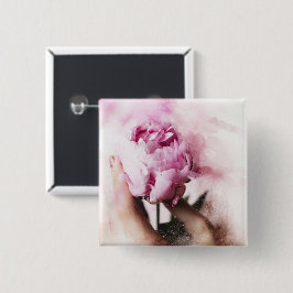 Rosa Rose und Hand Button