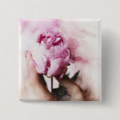 Rosa Rose und Hand Button (Vorderseite)