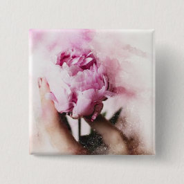 Rosa Rose und Hand Button
