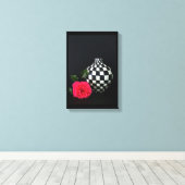 Rosa Rose und karierte Vase Leinwanddruck (Insitu (Holzboden))