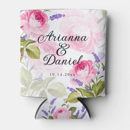 Rosa Rose und Lavendel Personalisiert kalt Dosenkühler (Vorderseite)