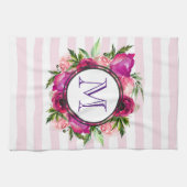 Rosa Rose und Poppy Floral Bouquet Monogramm Geschirrtuch (Horizontal)
