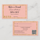 Rosa Rose und QR-Code, Empfehlen Sie einen Freund Empfehlungskarte (Vorne/Hinten)