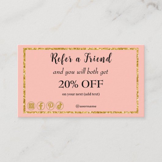 Rosa Rose und QR-Code, Empfehlen Sie einen Freund Empfehlungskarte (Vorderseite)