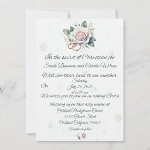 Rosa Rose und Rings Christliche Hochzeit Einladung