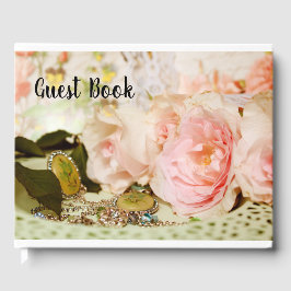 Rosa Rose und Schmuck Hübsches Vintages Gästebuch