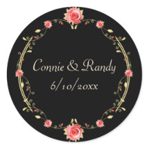 Rosa Rose und Schwarz-Hochzeitsticker
