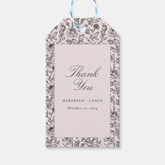 Rosa Rose und Script Wedgelight Form Geschenkanhänger (Vorderseite)