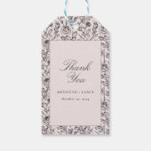 Rosa Rose und Script Wedgelight Form Geschenkanhänger (Rückseite)