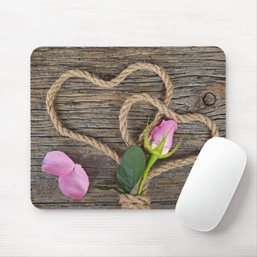 Rosa Rose und Seidenherzen Mousepad (Mit Mouse)