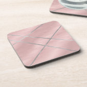 Rosa Rose und Silver Modern Glam Getränkeuntersetzer (Linke Seite)