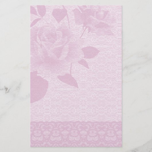 Rosa Rose und Spitze-Papierbriefpapier Briefpapier (Vorderseite)