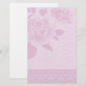 Rosa Rose und Spitze-Papierbriefpapier Briefpapier (Vorne/Hinten)