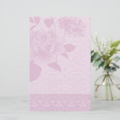Rosa Rose und Spitze-Papierbriefpapier Briefpapier (Stehend Vorderseite)