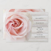 Rosa Rose und Weißholz Shabby Chic Brautparty Einladung (Vorne/Hinten)