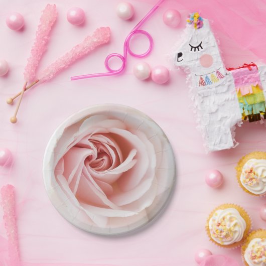 Rosa Rose und Weißholz Shabby Chic Brautparty Pappteller (Party)