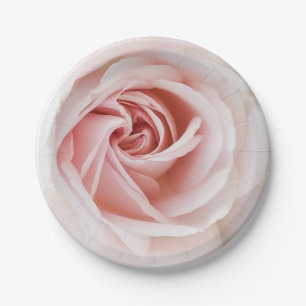 Rosa Rose und Weißholz Shabby Chic Brautparty Pappteller