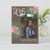 Rosa Rose Vintag Brown Abschluss Ankündigung (Stehend Vorderseite)