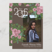 Rosa Rose Vintag Brown Abschluss Ankündigung (Vorne/Hinten)