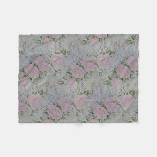 Rosa Rose Vintag Fleecedecke (Vorderseite (Horizontal))