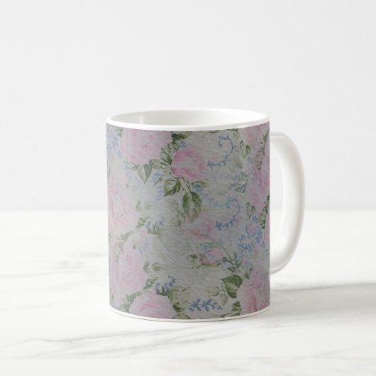 Rosa Rose Vintag Kaffeetasse (VorderseiteRechts)