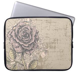 Rosa Rose Vintag Retro Grunge Floral Laptopschutzhülle