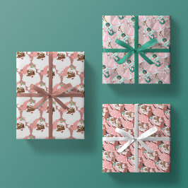 Rosa + Rose Vintage schwarze Weihnachtslieder Geschenkpapier Set