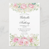 Rosa Rose Vintage Wedding Einladung (Vorderseite)