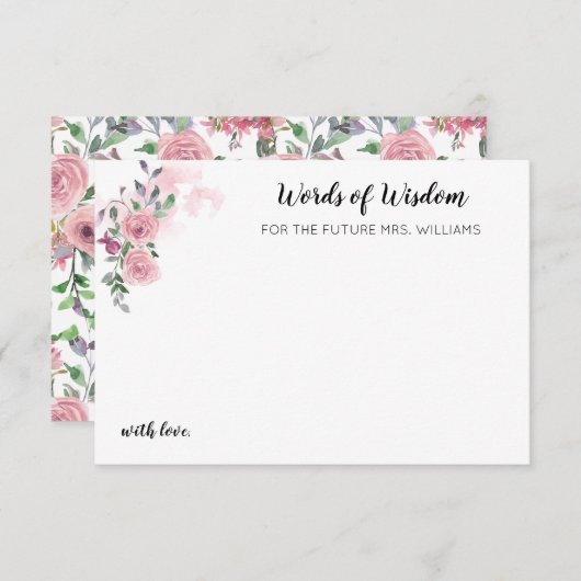 Rosa Rose Wasserfarbe Brautparty Beratung Mitteilungskarte (Vorne/Hinten)
