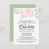 Rosa Rose Wasserfarbe Taufe Einladung (Vorne/Hinten)