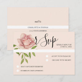 Rosa Rose Wasserfarben Handgemalt RSVP Karte