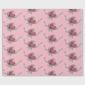 Rosa Rose Watercolor Art Wrapping Paper Geschenkpapier (Flach)