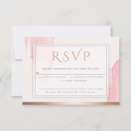 Rosa Rose Watercolor UAWG RSVP Karte (Vorderseite)