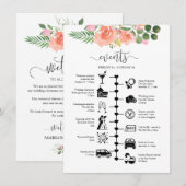 Rosa Rose Wedding Gast Tour Illustriert Hinweiskarte (Vorne/Hinten)