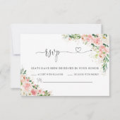 Rosa Rose Wedding RSVP Card Rosa Blush Karte (Vorderseite)