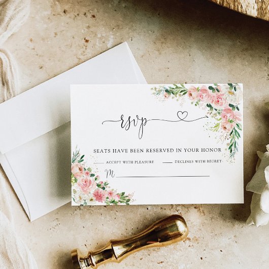Rosa Rose Wedding RSVP Card Rosa Blush Karte