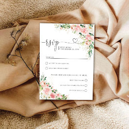 Rosa Rose Wedding RSVP Card Rosa Blush Karte
