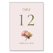 Rosa | Rose Wedding Tischnummer Card (Vorderseite)