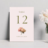 Rosa | Rose Wedding Tischnummer Card